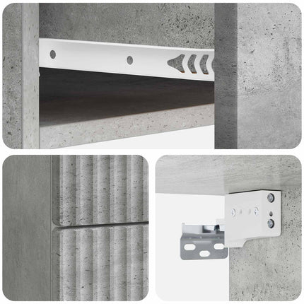 Væghængt Natbord Betongrå 34,5 x 33 x 40 cm Konstrueret træ