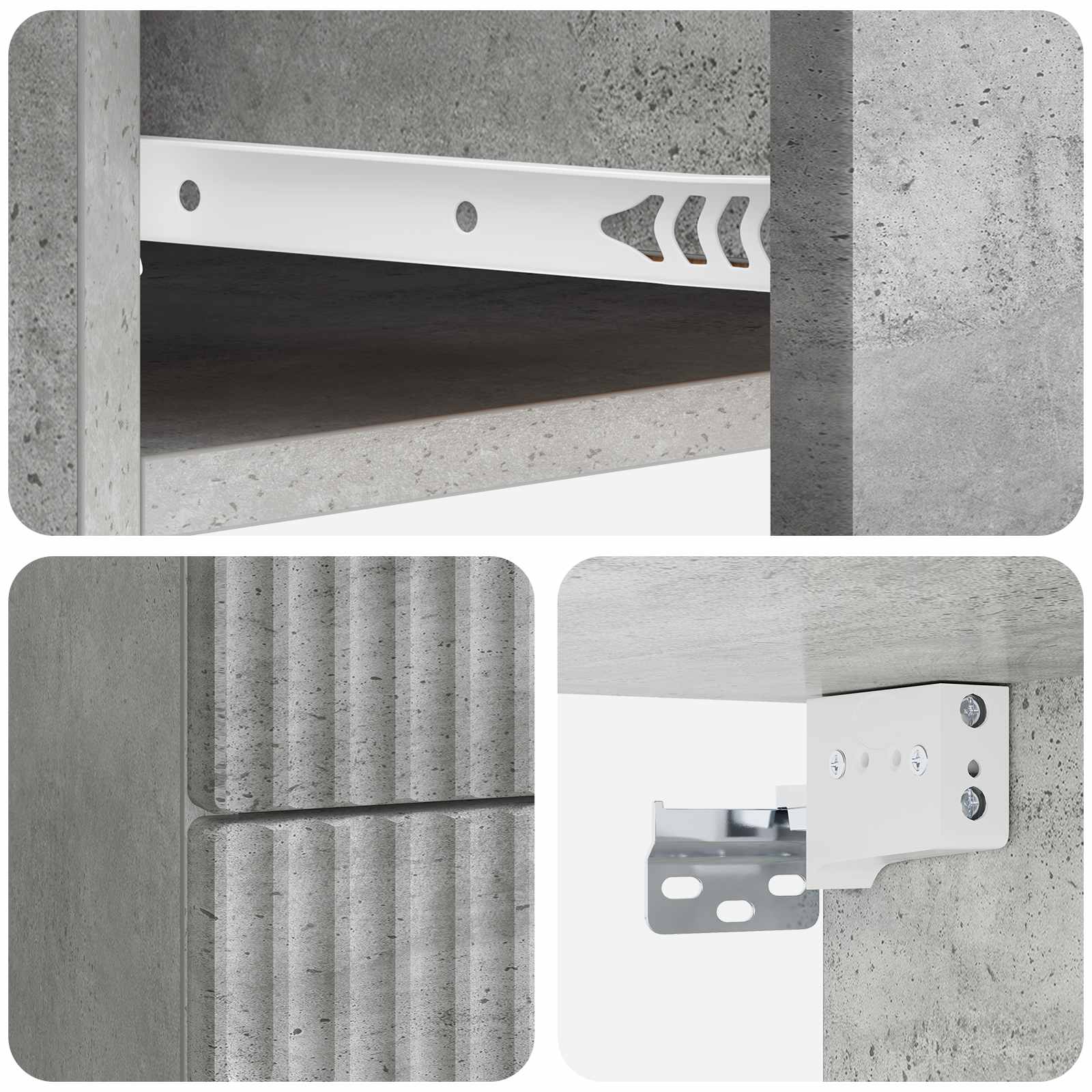 Væghængt Natbord Betongrå 34,5 x 33 x 40 cm Konstrueret træ