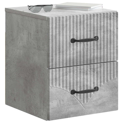 Væghængt Natbord Betongrå 34,5 x 33 x 40 cm Konstrueret træ