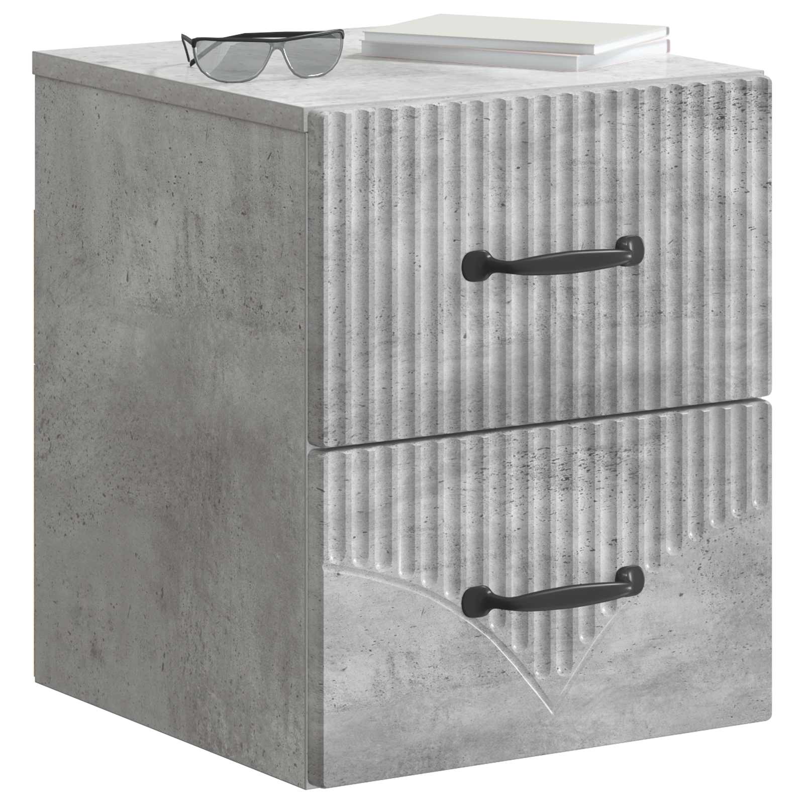 Væghængt Natbord Betongrå 34,5 x 33 x 40 cm Konstrueret træ