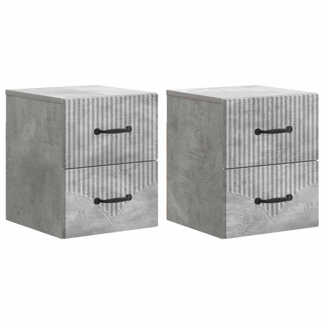 Væghængt Natbord med skuffe 2 pcs Betongrå 34,5 x 33 x 40 cm