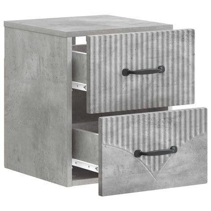Væghængt Natbord med skuffe 2 pcs Betongrå 34,5 x 33 x 40 cm