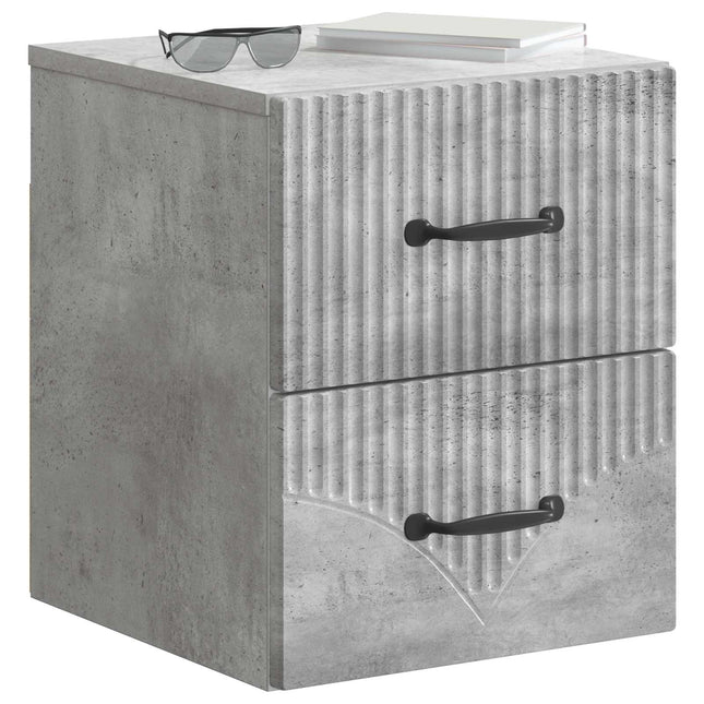 Væghængt Natbord med skuffe 2 pcs Betongrå 34,5 x 33 x 40 cm