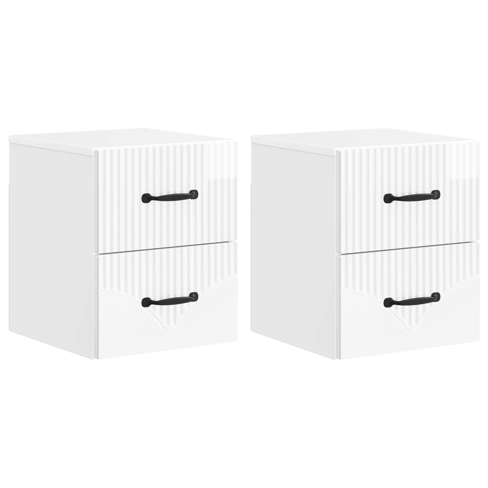 Væghængt Natbord 2 pcs Hvid højglans 34,5 x 33 x 40 cm