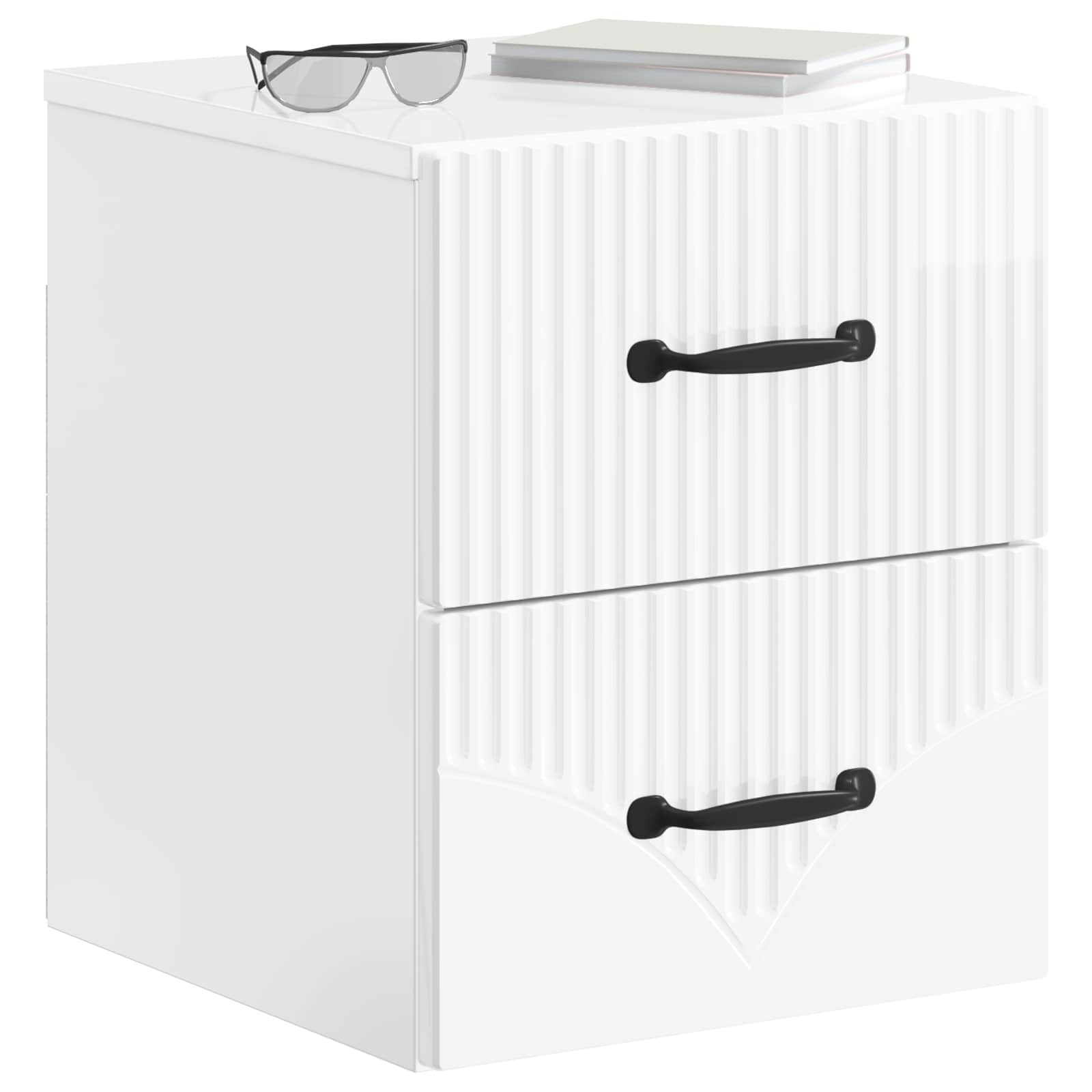 Væghængt Natbord 2 pcs Hvid højglans 34,5 x 33 x 40 cm
