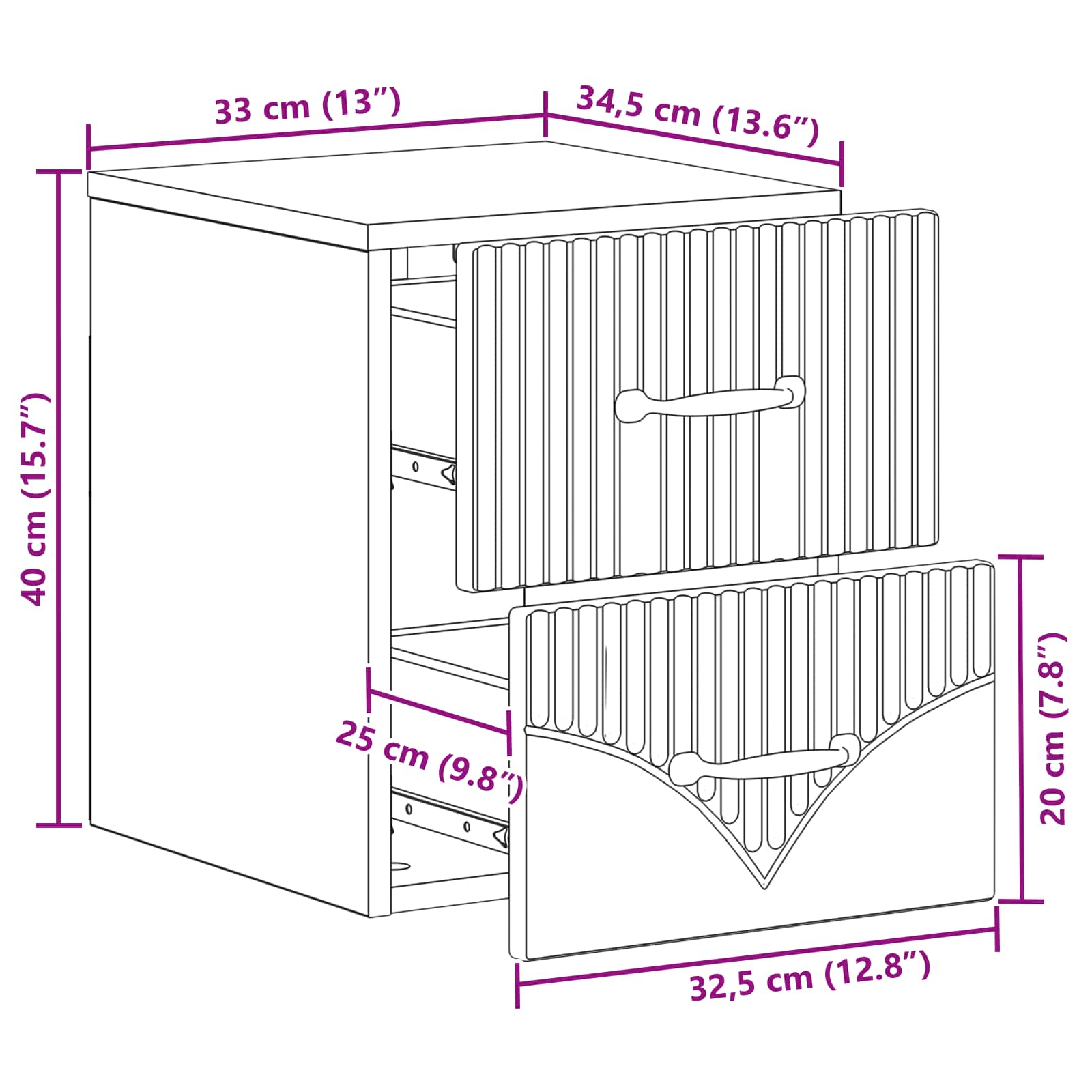 Væghængt Natbord 2 pcs Hvid højglans 34,5 x 33 x 40 cm