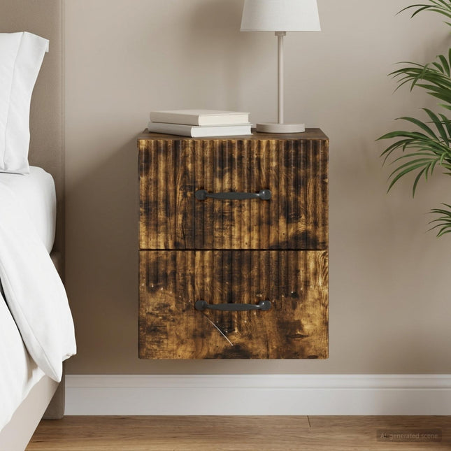 Væghængt Natbord Røget eg 34,5 x 33 x 40 cm Konstrueret træ