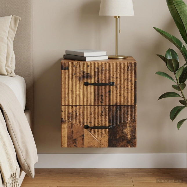 Væghængt Natbord Gammelt træ 34,5 x 33 x 40 cm Konstrueret træ