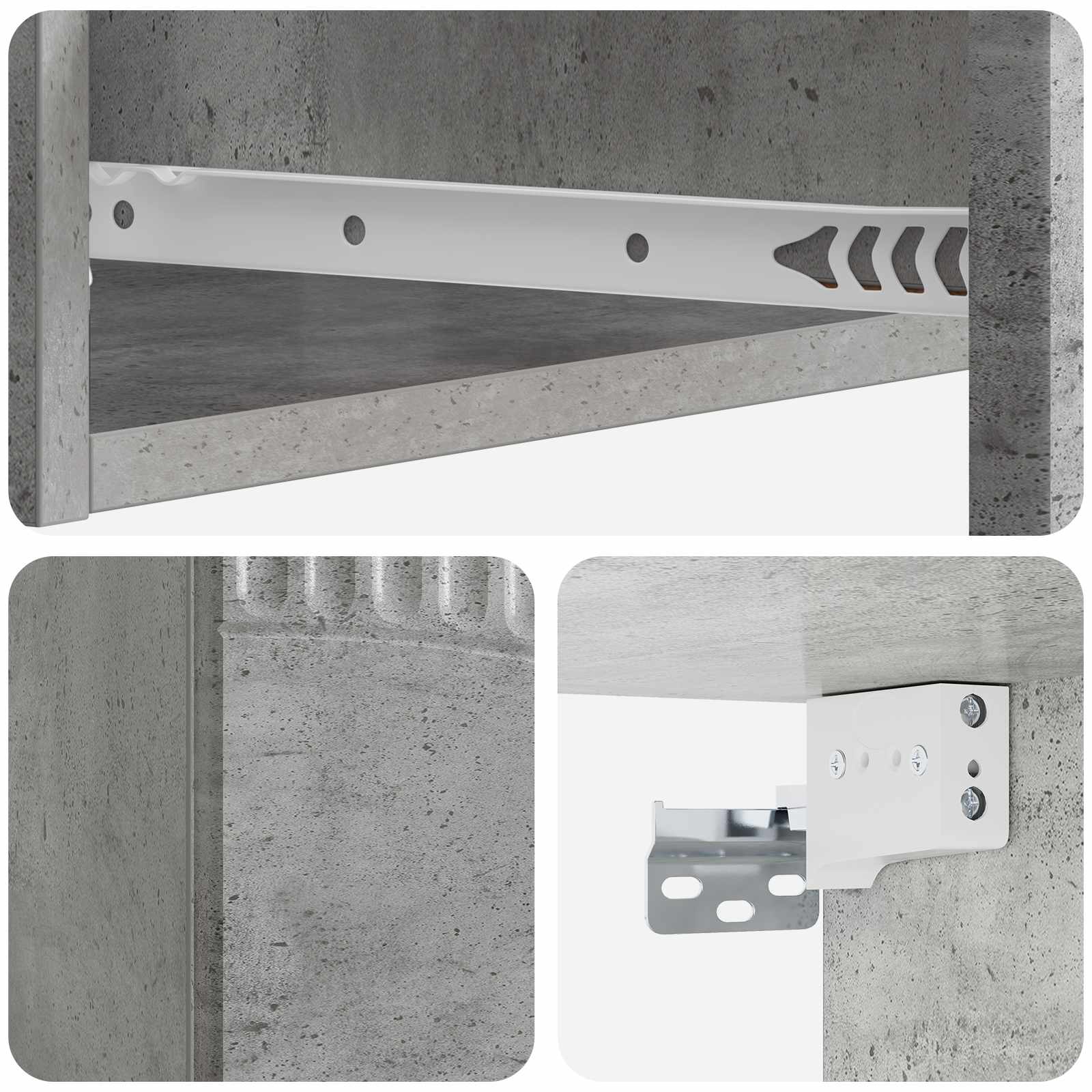 Væghængt Sideskab Betongrå 59 x 34,5 x 17 cm Konstrueret træ