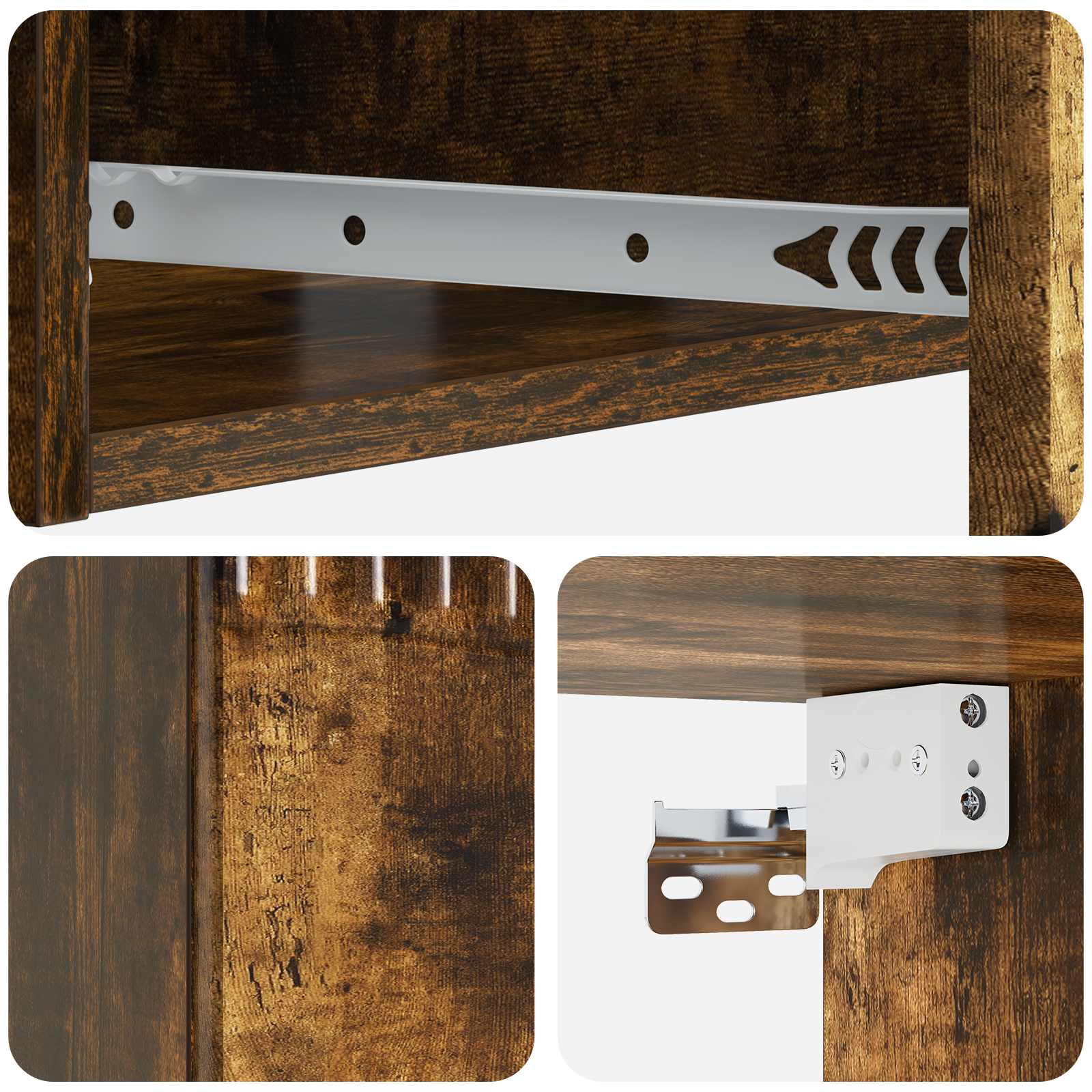 Væghængt Sideskab Røget eg 59 x 34,5 x 17 cm Konstrueret træ