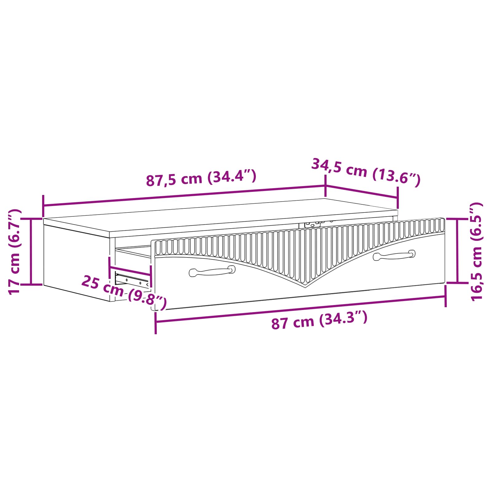 Væghængt Sideskab Sonoma-eg 87,5 x 34,5 x 17 cm Konstrueret træ