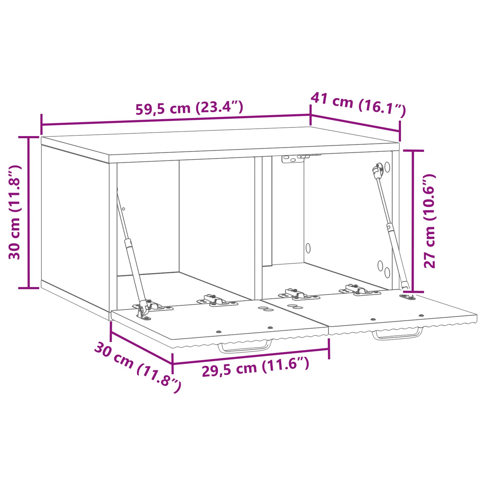 Væghængt TV-skab Artisan-eg 59,5 x 41 x 30 cm Konstrueret træ