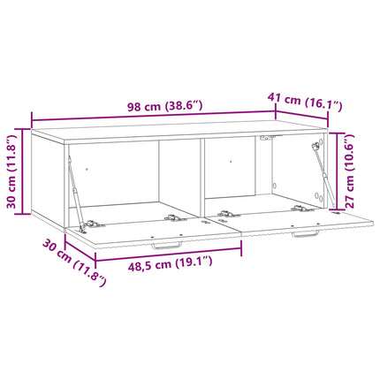 Væghængt TV-skab Sort 98 x 41 x 30 cm Konstrueret træ