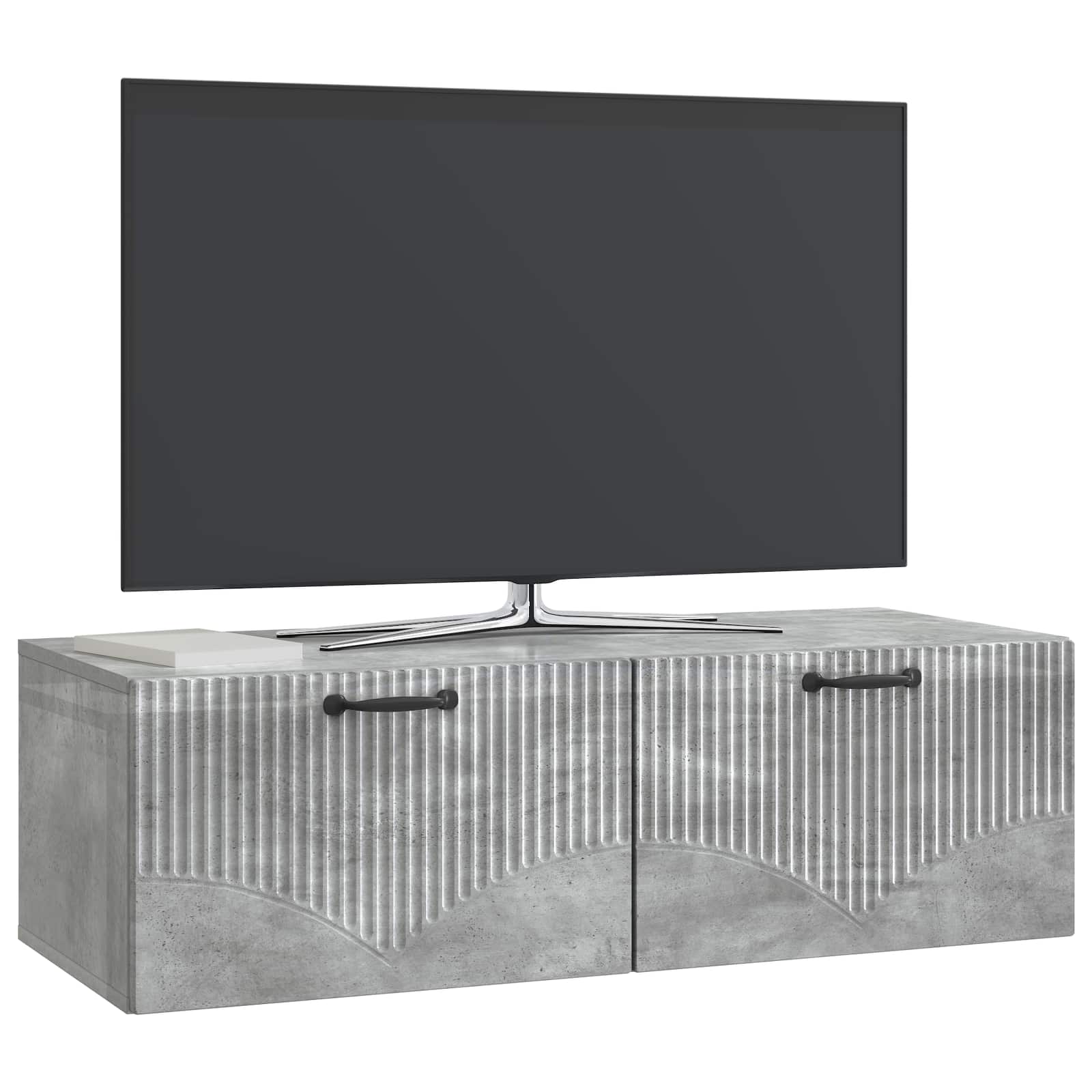 Væghængt TV-skab Betongrå 98 x 41 x 30 cm Konstrueret træ