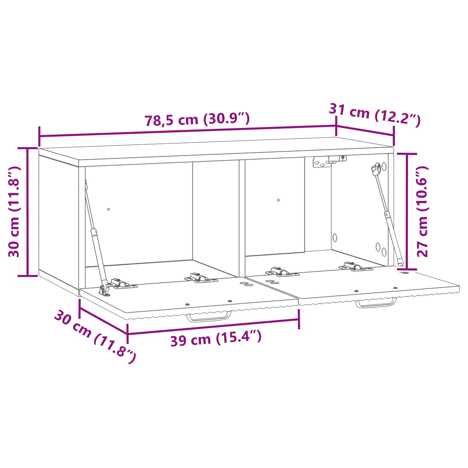 Væghængt TV-skab Betongrå 78,5 x 31 x 30 cm Konstrueret træ