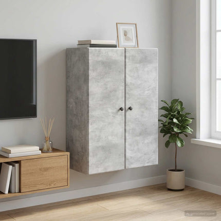 Vægmonteret skab Betongrå 66 x 34,5 x 90 cm Konstrueret træ
