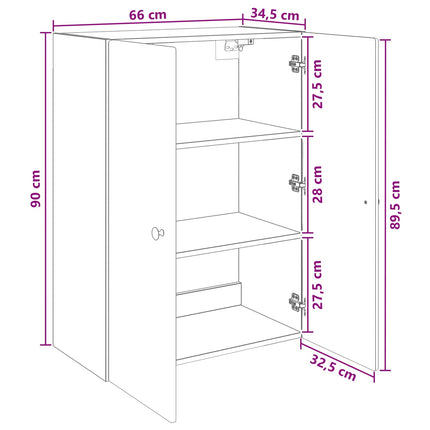Vægmonteret skab 66 x 34,5 x 90 cm Konstrueret træ Røget eg