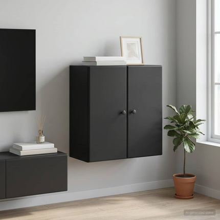 Vægmonteret skab Sort 59 x 31 x 60 cm Konstrueret træ
