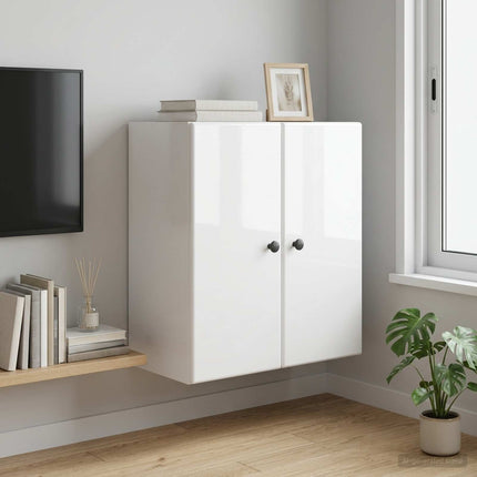 Vægmonteret skab Hvid højglans 59 x 31 x 60 cm Konstrueret træ