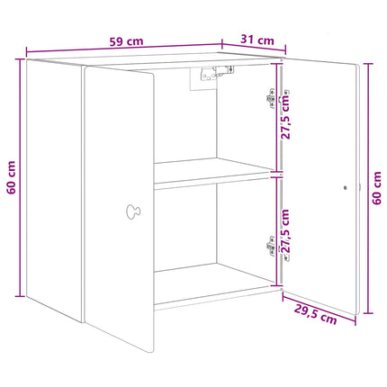 Vægmonteret skab Røget eg 59 x 31 x 60 cm Konstrueret træ