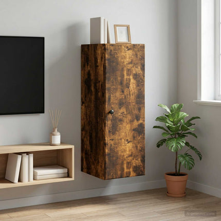 Vægmonteret skab Røget eg 33 x 34,5 x 90 cm Konstrueret træ