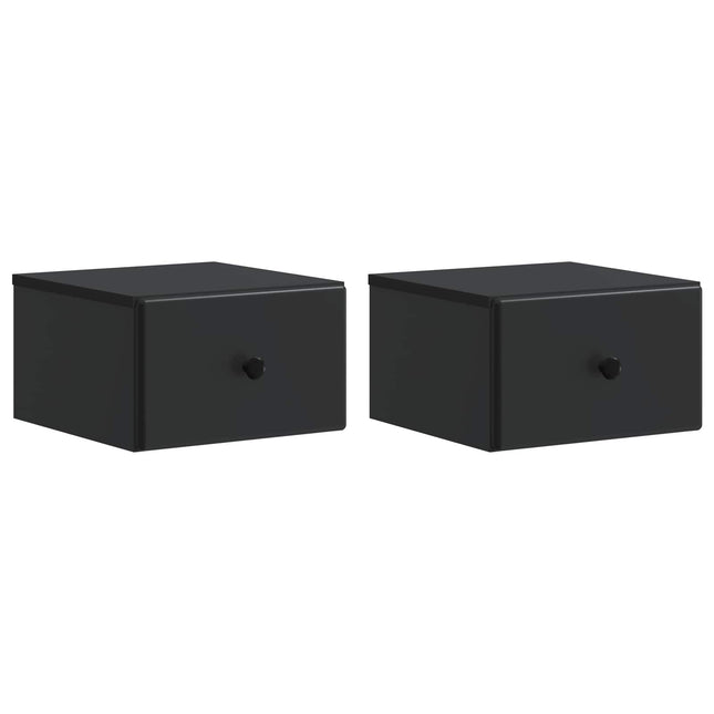 Væghængt Natbord 2 pcs Sort 34,5 x 33 x 20 cm Konstrueret træ