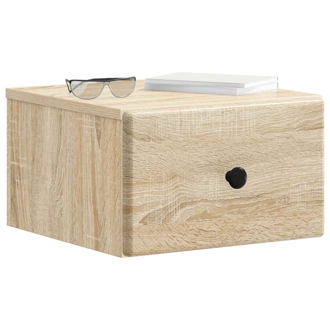 Væghængt Natbord med skuffe 2 pcs Sonoma-eg 34,5 x 33 x 20 cm