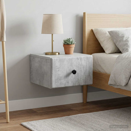 Væghængt Natbord med skuffe 2 pcs Betongrå 34,5 x 33 x 20 cm
