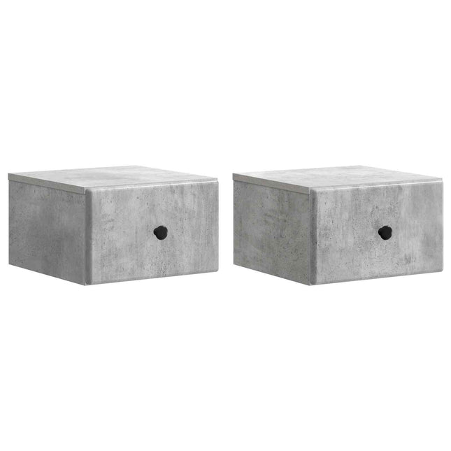 Væghængt Natbord med skuffe 2 pcs Betongrå 34,5 x 33 x 20 cm