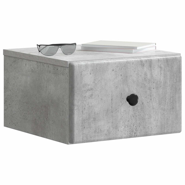 Væghængt Natbord med skuffe 2 pcs Betongrå 34,5 x 33 x 20 cm