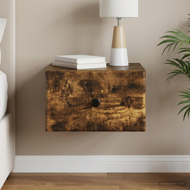 Væghængt Natbord Røget eg 34,5 x 33 x 20 cm Konstrueret træ