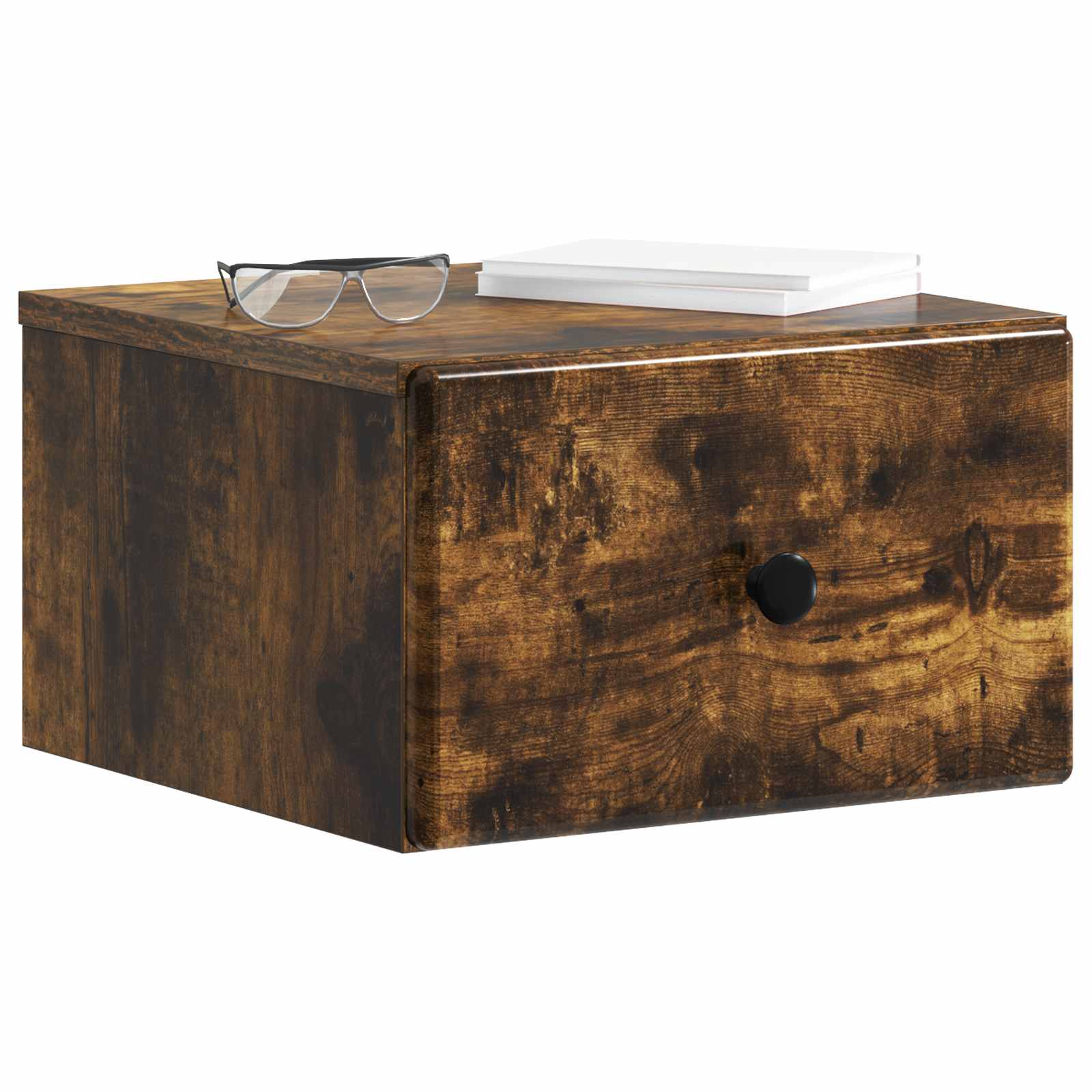 Væghængt Natbord med skuffe 2 pcs Røget eg 34,5 x 33 x 20 cm