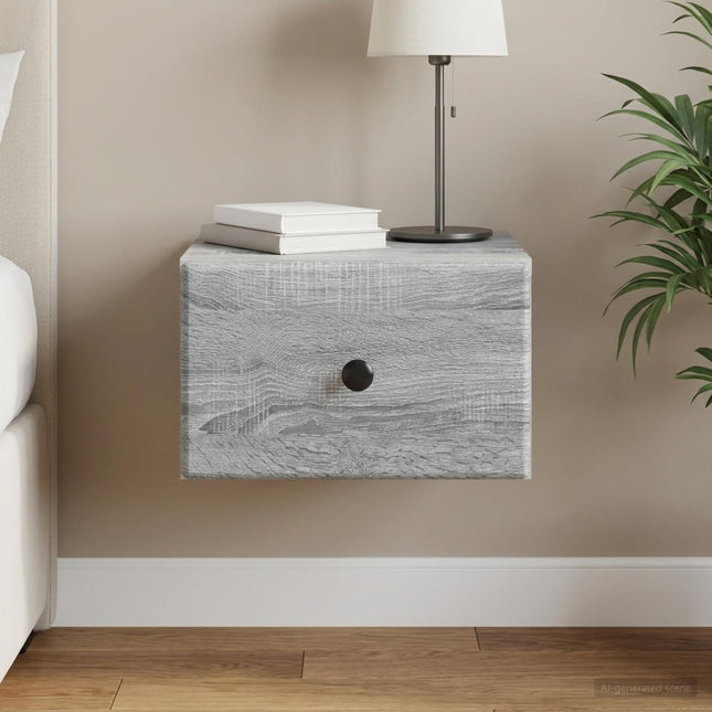 Væghængt Natbord Grå sonoma-eg 34,5 x 33 x 20 cm