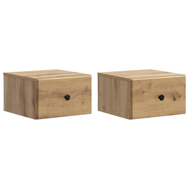 Væghængt Natbord med skuffe 2 pcs Artisan-eg 34,5 x 33 x 20 cm