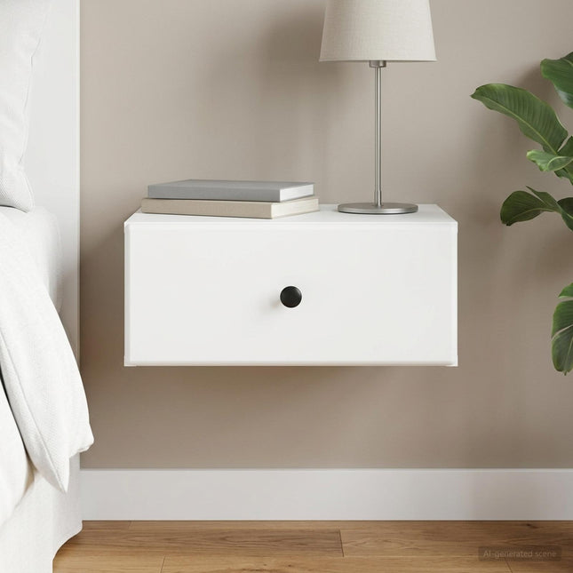 Væghængt Natbord Hvid 49 x 34,5 x 20 cm Konstrueret træ