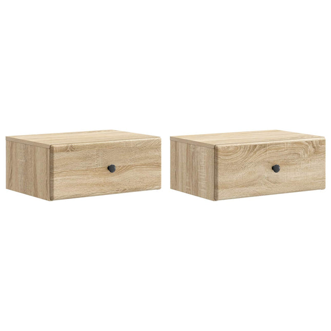 Væghængt Natbord med skuffe 2 pcs Sonoma-eg 49 x 34,5 x 20 cm