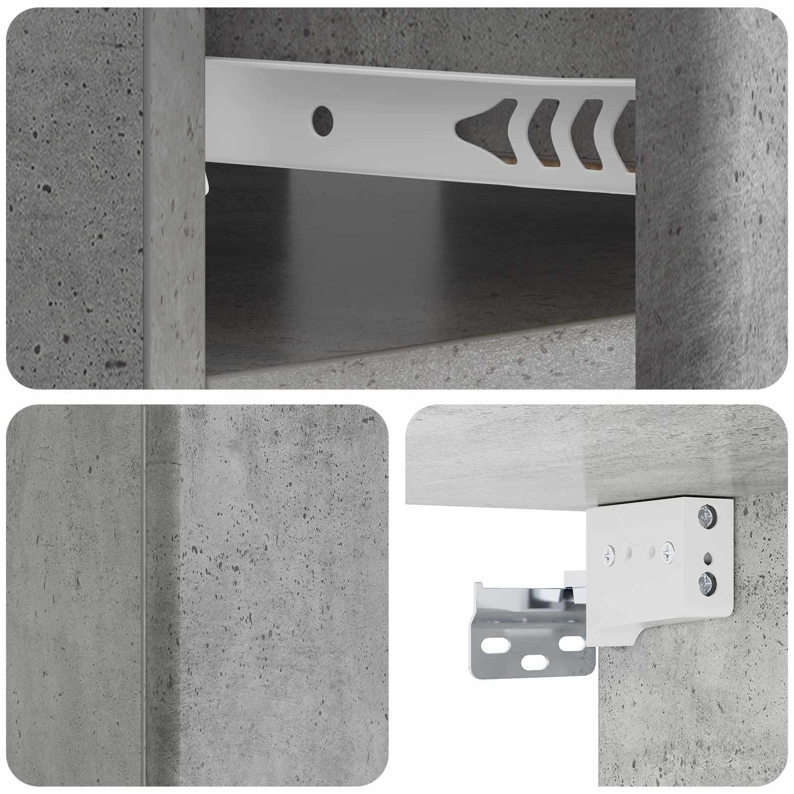 Væghængt Natbord med skuffe 2 pcs Betongrå 49 x 34,5 x 20 cm