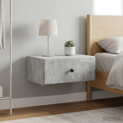 Væghængt Natbord med skuffe 2 pcs Betongrå 49 x 34,5 x 20 cm