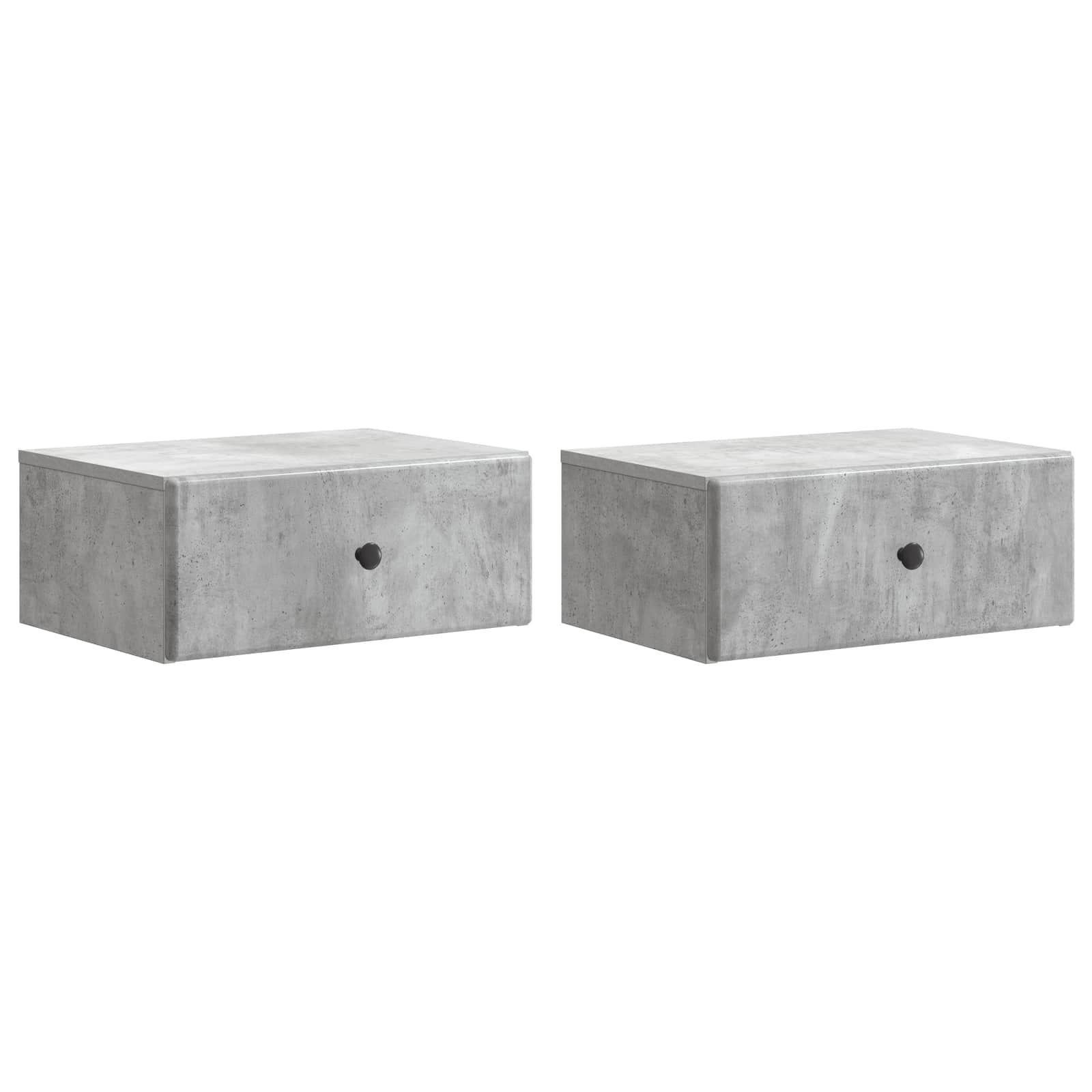 Væghængt Natbord med skuffe 2 pcs Betongrå 49 x 34,5 x 20 cm