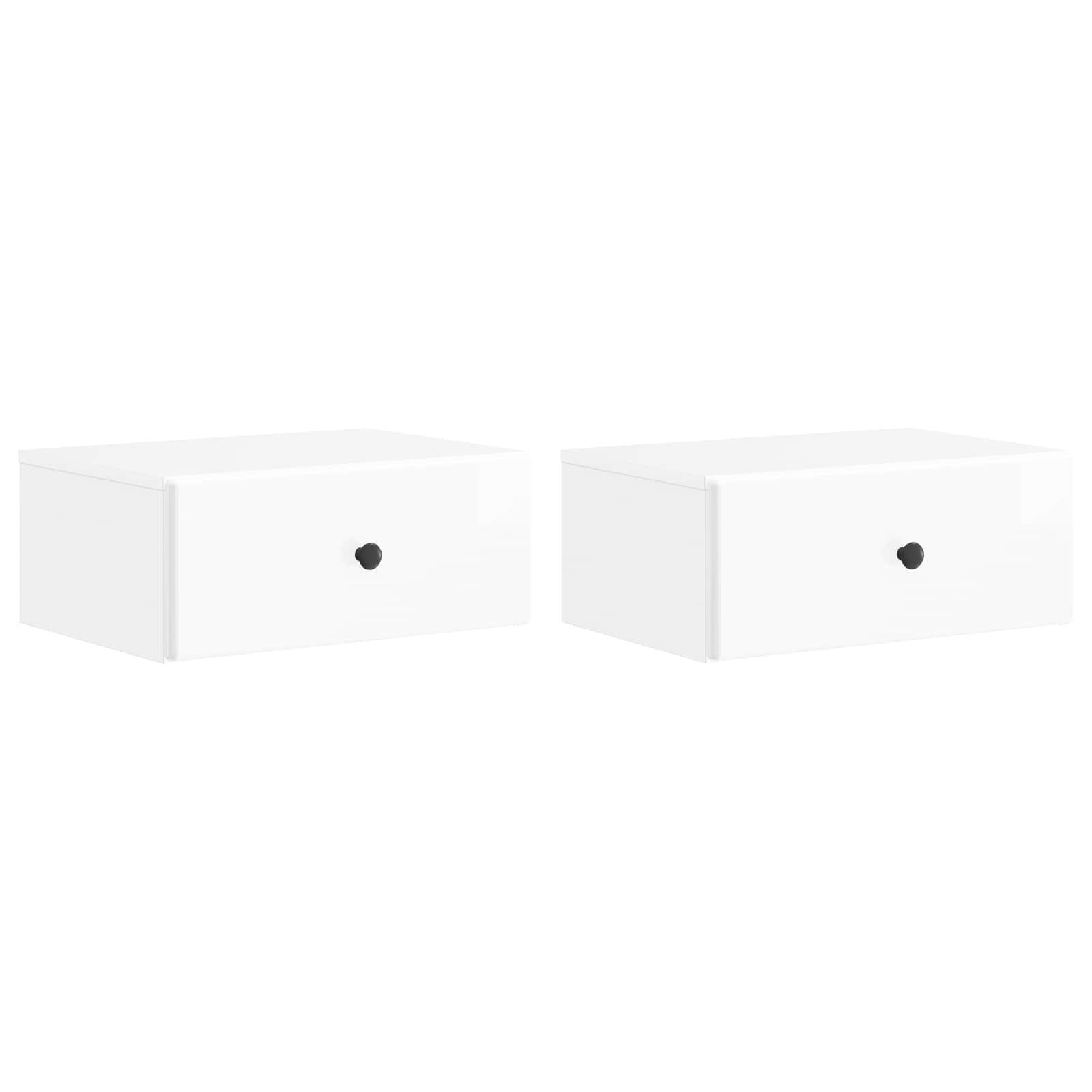 Væghængt Natbord 2 pcs Hvid højglans 49 x 34,5 x 20 cm