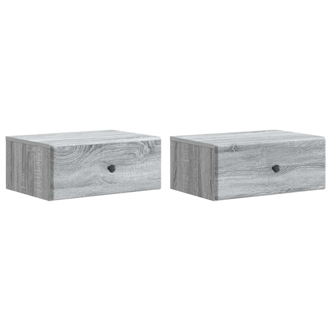Væghængt Natbord 2 pcs Grå sonoma-eg 49 x 34,5 x 20 cm