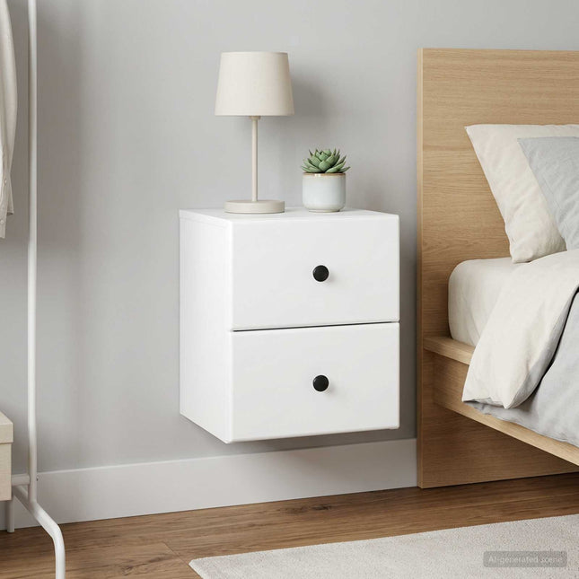 Væghængt Natbord 2 stk. Hvid 34,5 x 33 x 40 cm Konstrueret træ