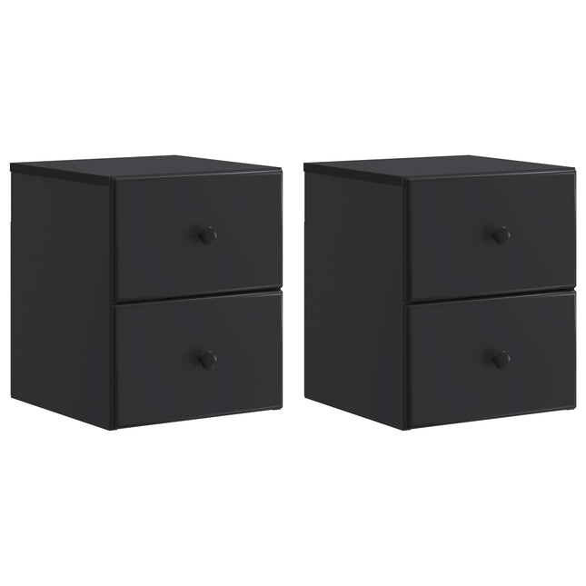 Væghængt Natbord 2 pcs Sort 34,5 x 33 x 40 cm Konstrueret træ