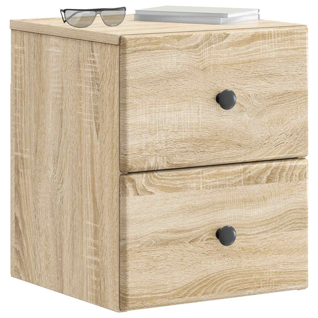 Væghængt Natbord Sonoma-eg 34,5 x 33 x 40 cm Konstrueret træ
