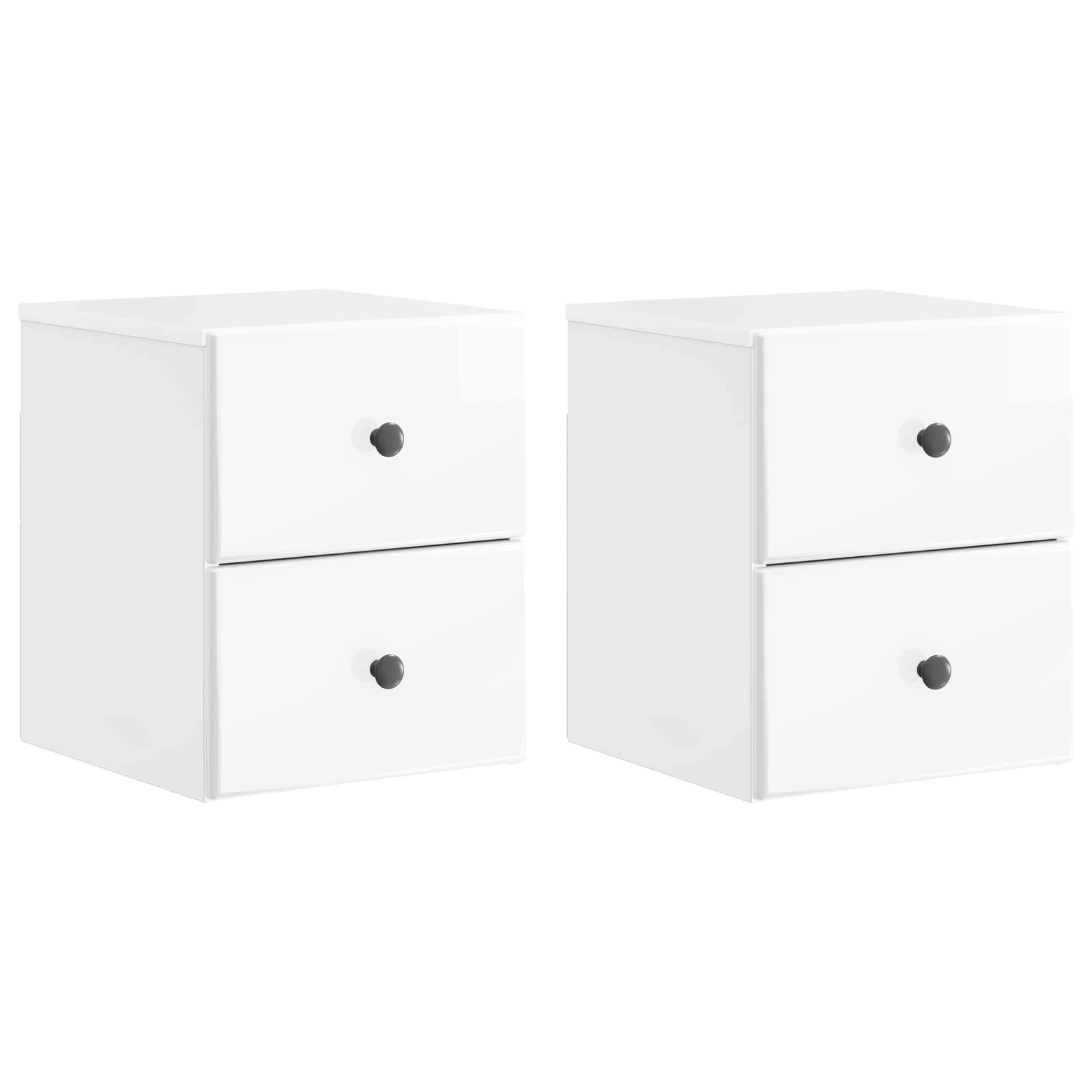 Væghængt Natbord 2 pcs Hvid højglans 34,5 x 33 x 40 cm