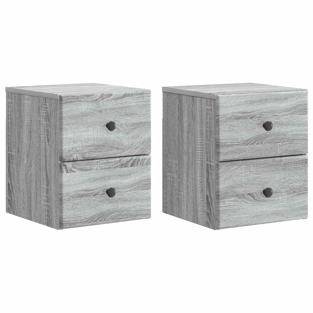 Væghængt Natbord 2 pcs Grå sonoma-eg 34,5 x 33 x 40 cm