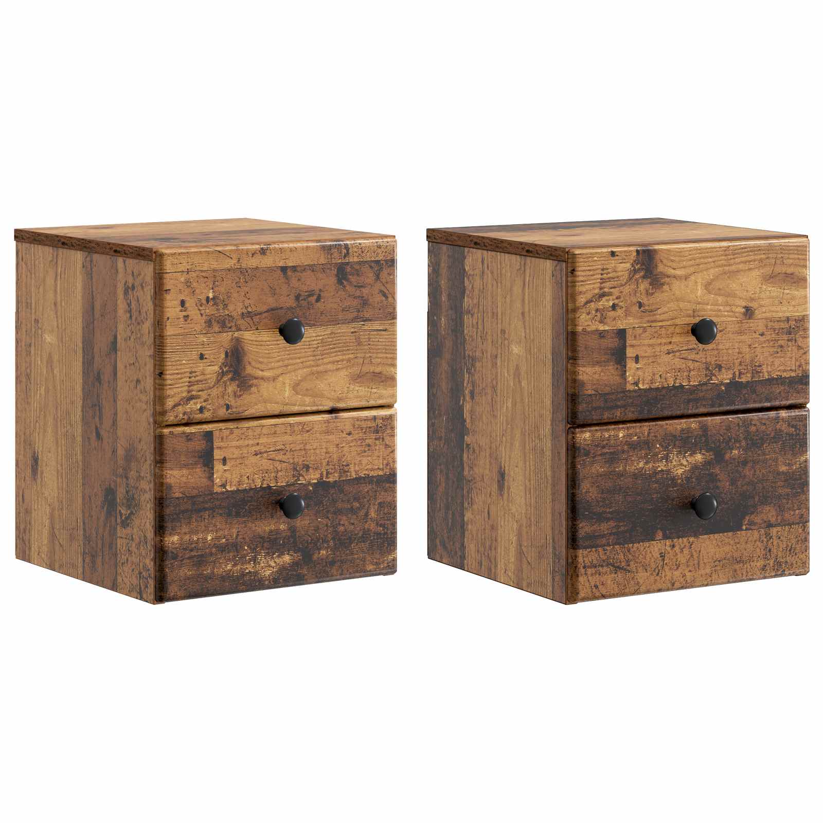Væghængt Natbord med skuffe 2 pcs Gammelt træ 34,5 x 33 x 40 cm