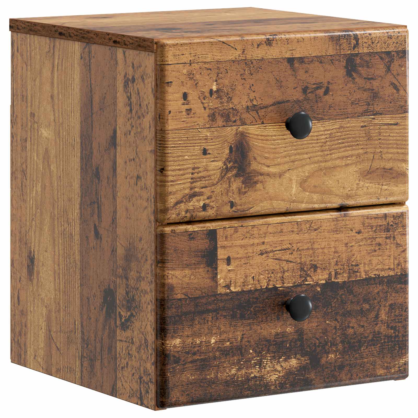 Væghængt Natbord med skuffe 2 pcs Gammelt træ 34,5 x 33 x 40 cm