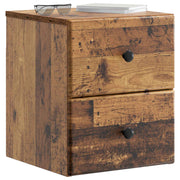 Væghængt Natbord med skuffe 2 pcs Gammelt træ 34,5 x 33 x 40 cm