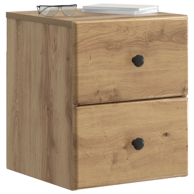 Væghængt Natbord med skuffe 2 pcs Artisan-eg 34,5 x 33 x 40 cm